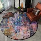 Unique Abstract Paisley Pattern Rug Multicolor Modern Rug Polyester Washable Non-slip Pet-friendly Area Rug for Living Room