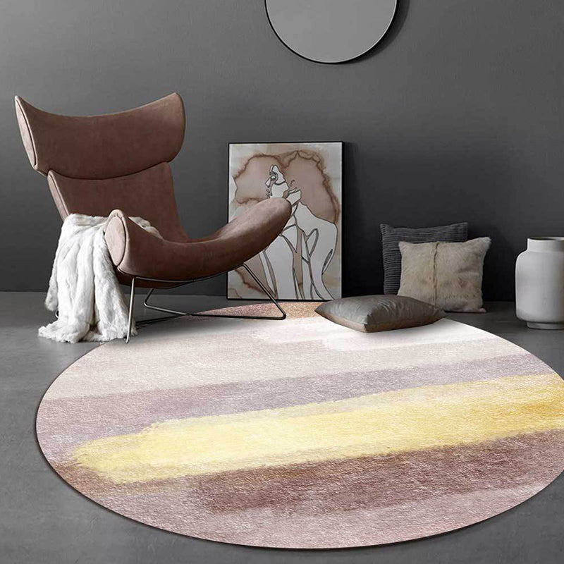Brown Abstract Carpet Polyester Modernism Carpet Washable Non-Slip Back Carpet for Decoration