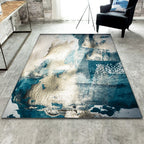 Minimalist Abstract Star Pattern Carpet Blue Polyester Rug Non-Slip Pet-Friendly Washable Indoor Carpet for Decoration