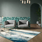 Minimalist Abstract Star Pattern Carpet Blue Polyester Rug Non-Slip Pet-Friendly Washable Indoor Carpet for Decoration