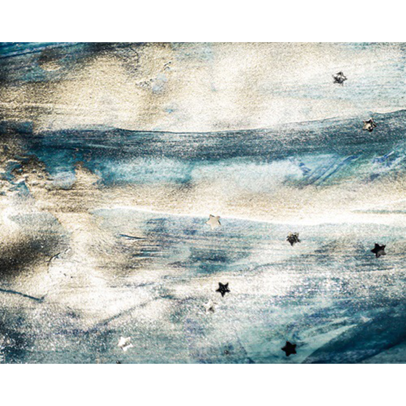 Minimalist Abstract Star Pattern Carpet Blue Polyester Rug Non-Slip Pet-Friendly Washable Indoor Carpet for Decoration