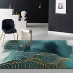 Creative Green Industrial Carpet Polyester Abstract Swirl Striped Pattern Carpet Washable Non-Slip Backing Pet-Friendly Carpet for Decoration