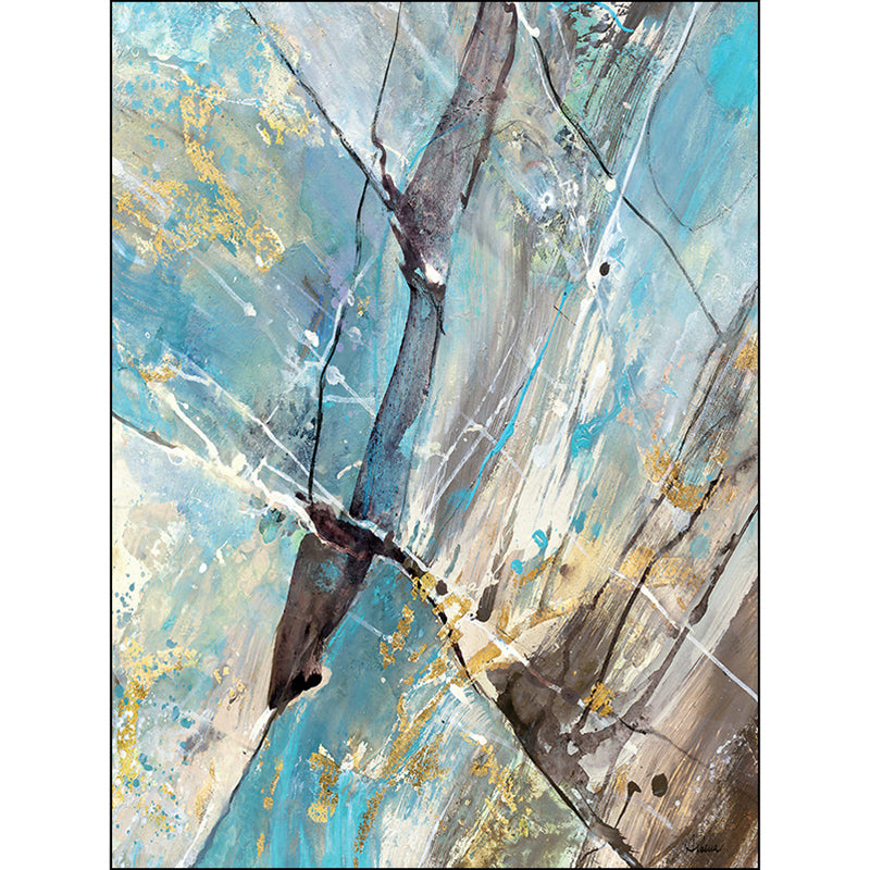 Aesthetic Abstract Watercolor Pattern Rug Blue Simple Rug Polyester Washable Non-Slip Pet-Friendly Area Rug for the Living Room