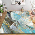 Aesthetic Abstract Watercolor Pattern Rug Blue Simple Rug Polyester Washable Non-Slip Pet-Friendly Area Rug for the Living Room