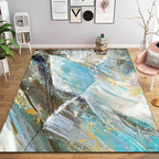 Aesthetic Abstract Watercolor Pattern Rug Blue Simple Rug Polyester Washable Non-Slip Pet-Friendly Area Rug for the Living Room