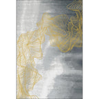 Gray Modernist Rug Polyester Swirl Stripe Pattern Rug Pet Friendly Washable Non-Slip Carpet for Bedroom