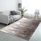 Gray Bedroom Rug Modernism Abstract Rug Polyester Machine Washable Non-Slip Backing Rug
