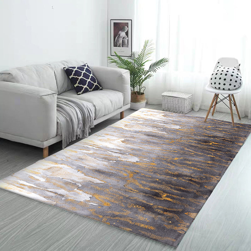 Gray Bedroom Rug Modernism Abstract Rug Polyester Machine Washable Non-Slip Backing Rug