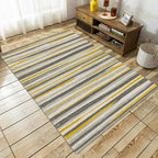 Simplicity Striped Pattern Carpet Yellow and Pink Polyester Carpet Non-Slip Pet Friendly Washable Carpet for Decoration