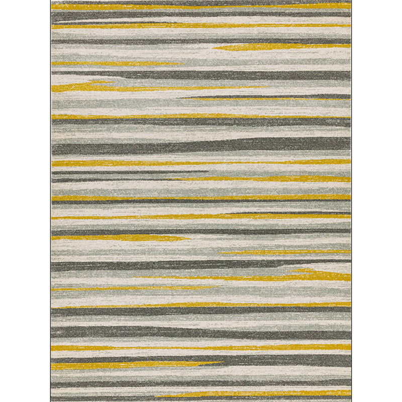 Simplicity Striped Pattern Carpet Yellow and Pink Polyester Carpet Non-Slip Pet Friendly Washable Carpet for Decoration