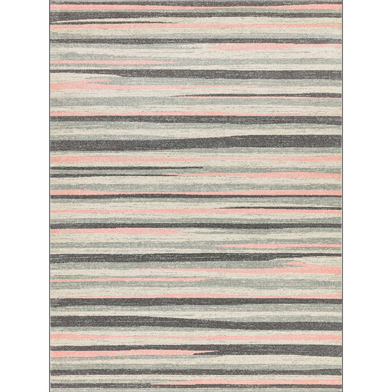 Simplicity Striped Pattern Carpet Yellow and Pink Polyester Carpet Non-Slip Pet Friendly Washable Carpet for Decoration