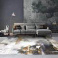 Funky Abstract Watercolor Pattern Rug Black Simplicity Rug Polyester Washable Non-Slip Pet-Friendly Area Rug for Living Room