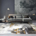 Funky Abstract Watercolor Pattern Rug Black Simplicity Rug Polyester Washable Non-Slip Pet-Friendly Area Rug for Living Room