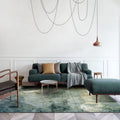 Green Modernism Carpet Polyester Abstract Area Rug Pet-Friendly Washable Non-Slip Area Rug for Bedroom