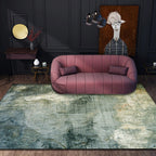 Green Modernism Carpet Polyester Abstract Area Rug Pet-Friendly Washable Non-Slip Area Rug for Bedroom