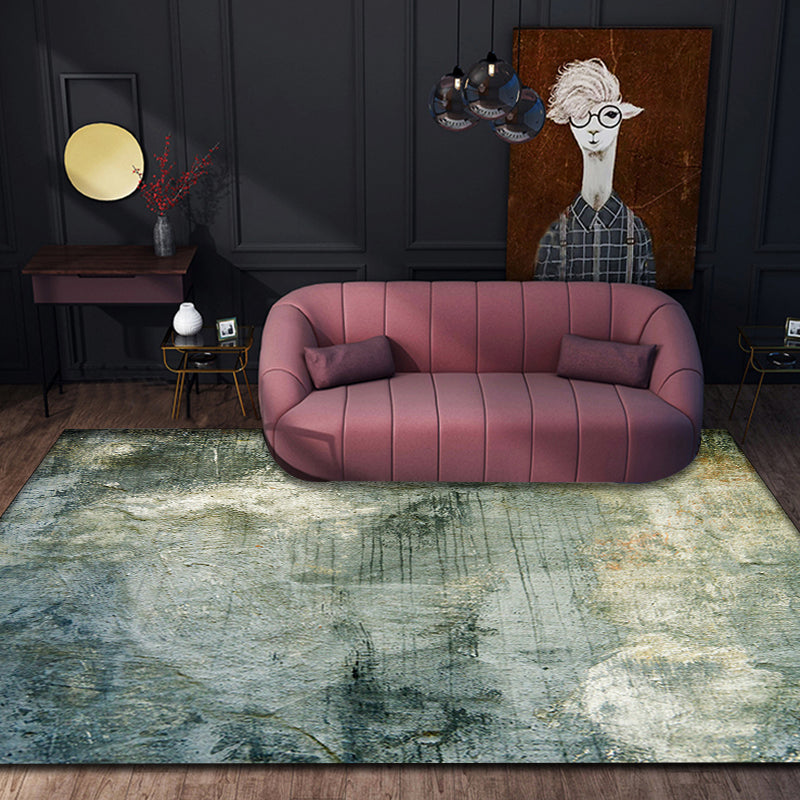 Green Modernism Carpet Polyester Abstract Area Rug Pet-Friendly Washable Non-Slip Area Rug for Bedroom