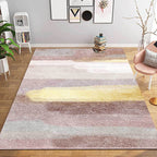 Minimalist Abstract Carpet Pink Polyester Area Rug Non-Slip Pet-Friendly Washable Rug for Decoration