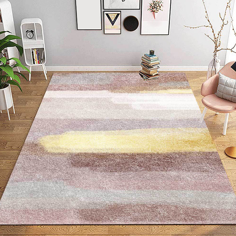 Minimalist Abstract Carpet Pink Polyester Area Rug Non-Slip Pet-Friendly Washable Rug for Decoration