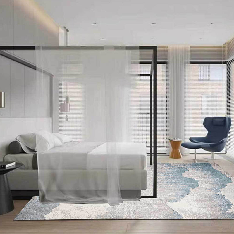 Industrial Bedroom Rug Grey Abstract Rug Polyester Washable Non-slip Pet-friendly Rug
