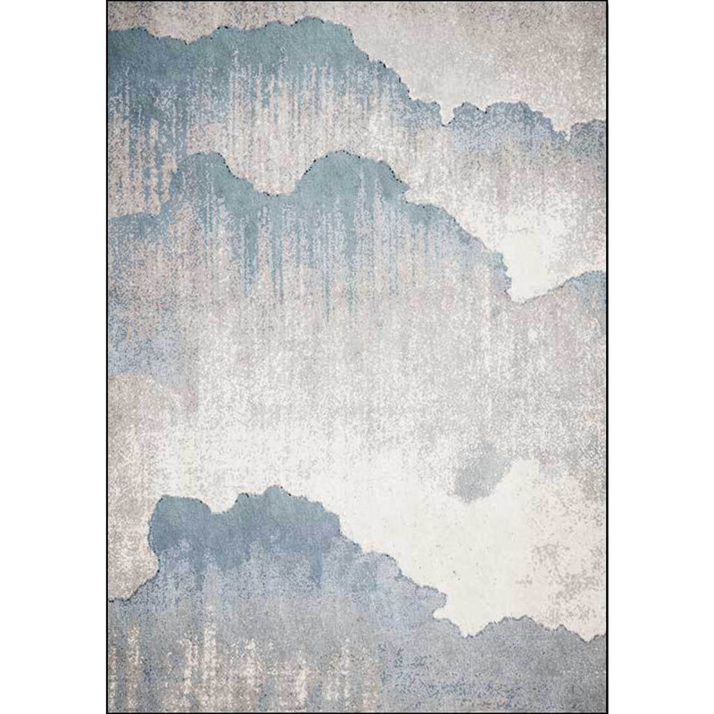 Industrial Bedroom Rug Grey Abstract Rug Polyester Washable Non-slip Pet-friendly Rug