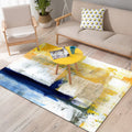 Yellow Living Room Carpet Industrial Brushstroke Painting Pattern Carpet Polyester Machine Washable Non-Slip Back Carpet
