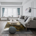 Modern Whirl Stripe Pattern Rug Black Polyester Area Rug Non-Slip Pet-Friendly Washable Rug for Living Room