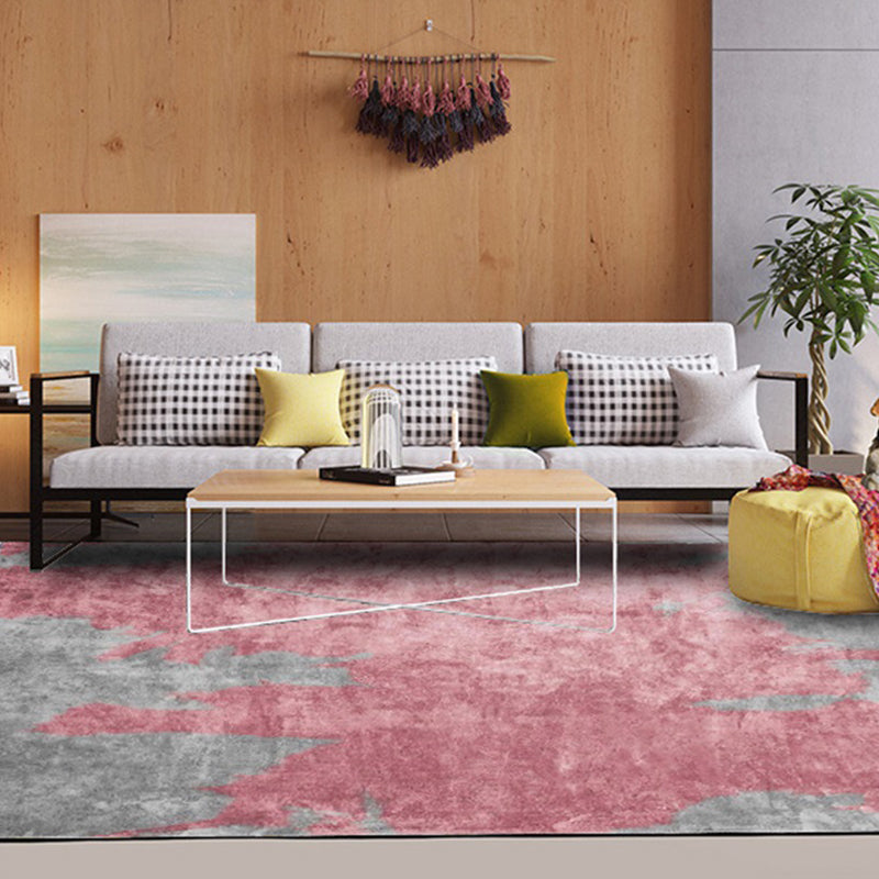 Simple Pink Industrial Carpet Polyester Abstract Carpet Washable Non-Slip Backing Pet-Friendly Carpet for Living Room