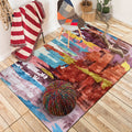 Unique Abstract Area Rug Multi Color Contemporary Rug Polyester Washable Nonslip Pet Friendly Area Rug for Living Room