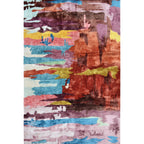 Unique Abstract Area Rug Multi Color Contemporary Rug Polyester Washable Nonslip Pet Friendly Area Rug for Living Room