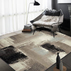 Brown Study Rug Industrial Abstract Area Rug Polyester Machine Washable Non-Slip Back Zone Rug