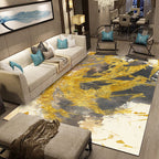 Modernism Abstract Carpet Gold Polyester Rug Non-Slip Pet-Friendly Washable Rug for Sitting Area