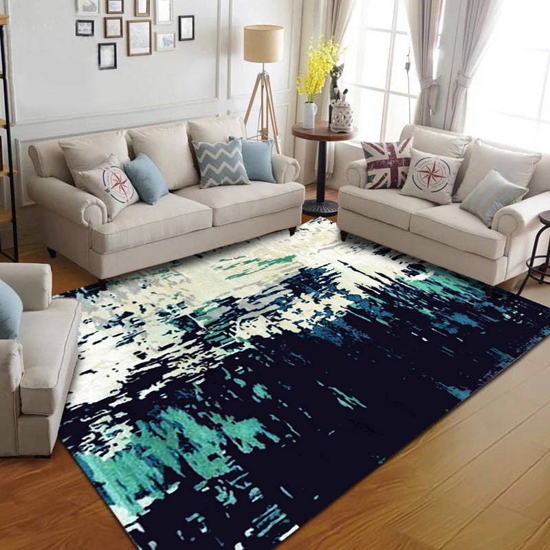 Industrial Living Room Carpet Abstract Carpet Polyester Machine Washable Non-Slip Backing Pet-Friendly Carpet
