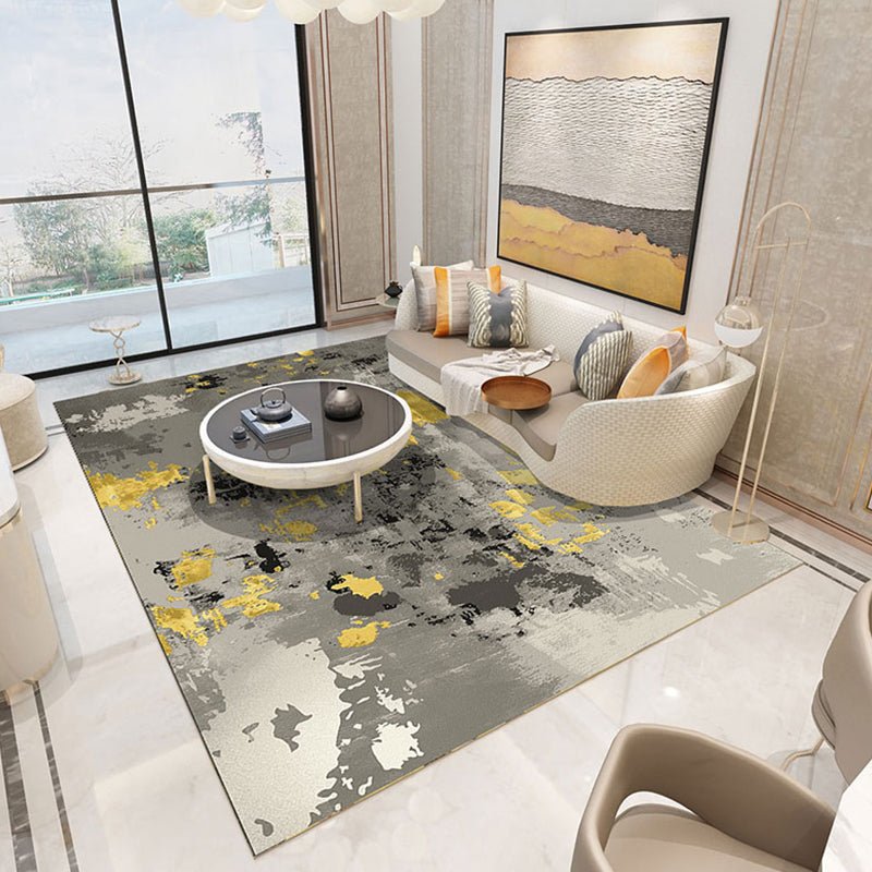 Funky Abstract Area Rug Multi Color Contemporary Rug Polyester Washable Non-slip Pet Friendly Carpet for the Living Room