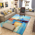 Green and Blue Industrial Area Rug Polyester Abstract Rug Pet-Friendly Washable Non-Slip Carpet for Bedroom