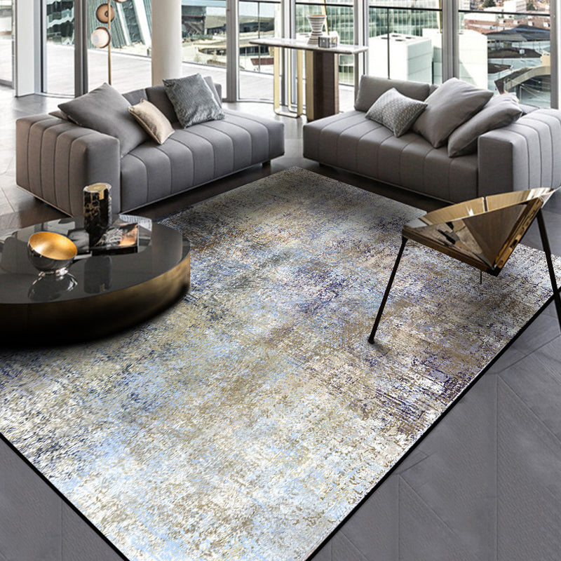 Industrial abstract carpet polyester rug non-slip pet-friendly washable rug for living room