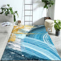 Modern Living Room Rug Blue Watercolor Pattern Rug Polyester Machine Washable Non-Slip Pet-Friendly Rug