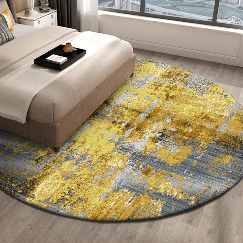 Casual Industrial Style Rug Polyester Abstract Pattern Rug with Non-Slip Backing Pet-Friendly Rug for Bedroom