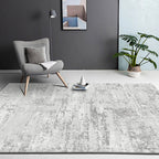 Industry Abstract Area Rug Silver Gray Polyester Carpet Non-Slip Pet Friendly Washable Rug for Living Room