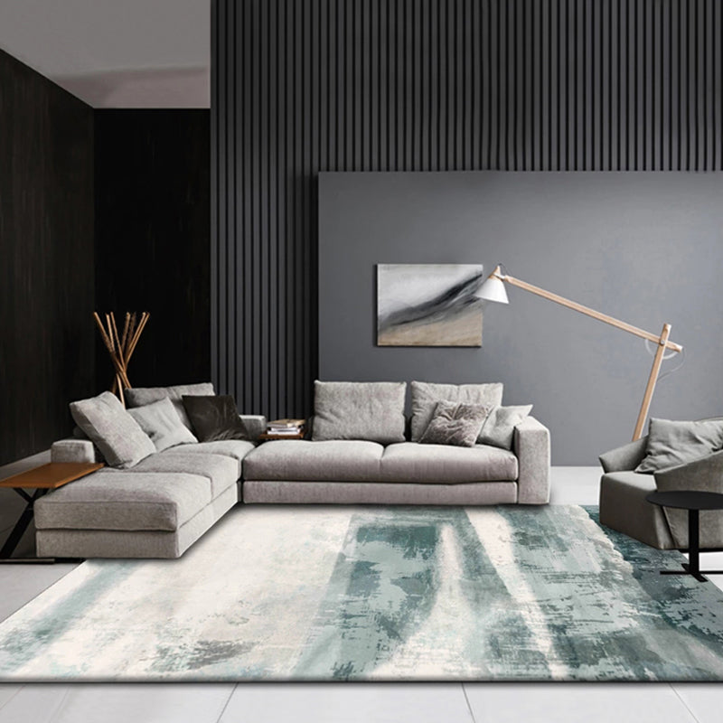 Industrial Study Mat Multi Colors Abstract Watercolor Pattern Carpet Polyester Machine Washable Non-Slip Pet Friendly Area Rug