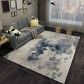 Blue and Gray Living Room Rug Modern Abstract Indoor Rug Polyester Machine Washable Non-Slip Mat Area Rug