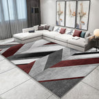 High-quality gray rug with striped pattern made of polyester, washable, non-slip backing, pet-friendly rug for the living room