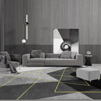 Aesthetic geometric pattern rug Black Modern rug Polyester Washable Non-slip Pet-friendly rug for the living room