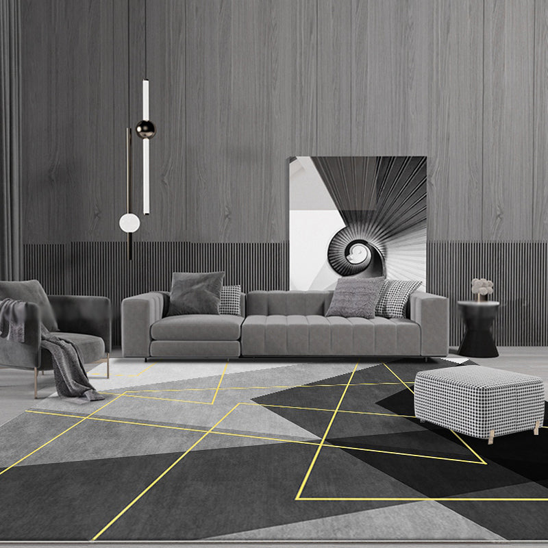 Aesthetic geometric pattern rug Black Modern rug Polyester Washable Non-slip Pet-friendly rug for the living room