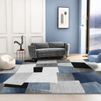 Gray and Blue New Arrival Rug Polyester Checkered Pattern Rug Pet Friendly Washable Non-Slip Rug for the Living Room