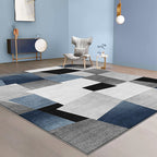 Gray and Blue New Arrival Rug Polyester Checkered Pattern Rug Pet Friendly Washable Non-Slip Rug for the Living Room