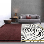 Red whirl striped pattern rug polyester modernist rug washable non-slip backing rug for living room