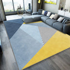 New arrival Striped Carpet Blue and Yellow Polyester Rug Washable Non-slip Back Pet-friendly Rug for Bedroom