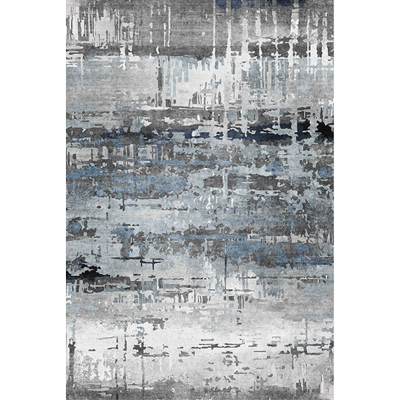 Creative Industrial Area Floor Rug Polyester Grey Abstract Carpet Washable Pet Friendly Rug for Parlor