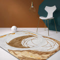 Brown Circle Design Carpet Polyester Industrial Carpet Washable Non-Slip Back Animal-Friendly Area Rug for the Living Room