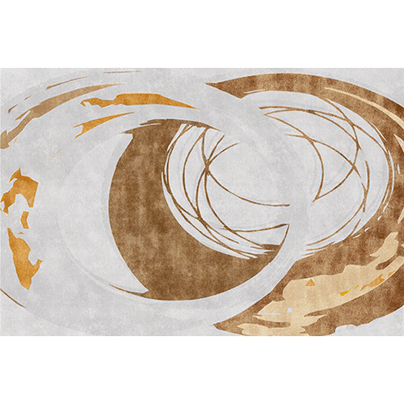 Brown Circle Design Carpet Polyester Industrial Carpet Washable Non-Slip Back Animal-Friendly Area Rug for the Living Room